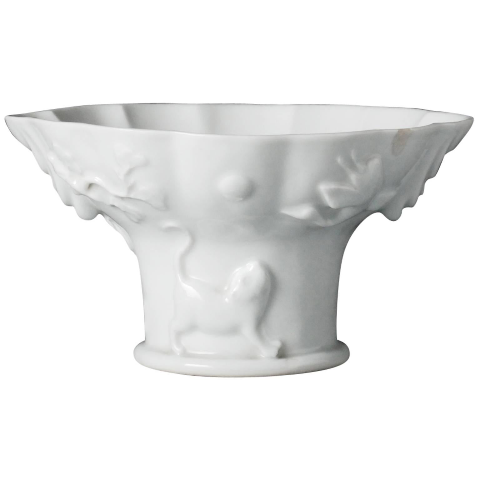 Large Chinese Porcelain Blanc de Chine Libation Cup For Sale