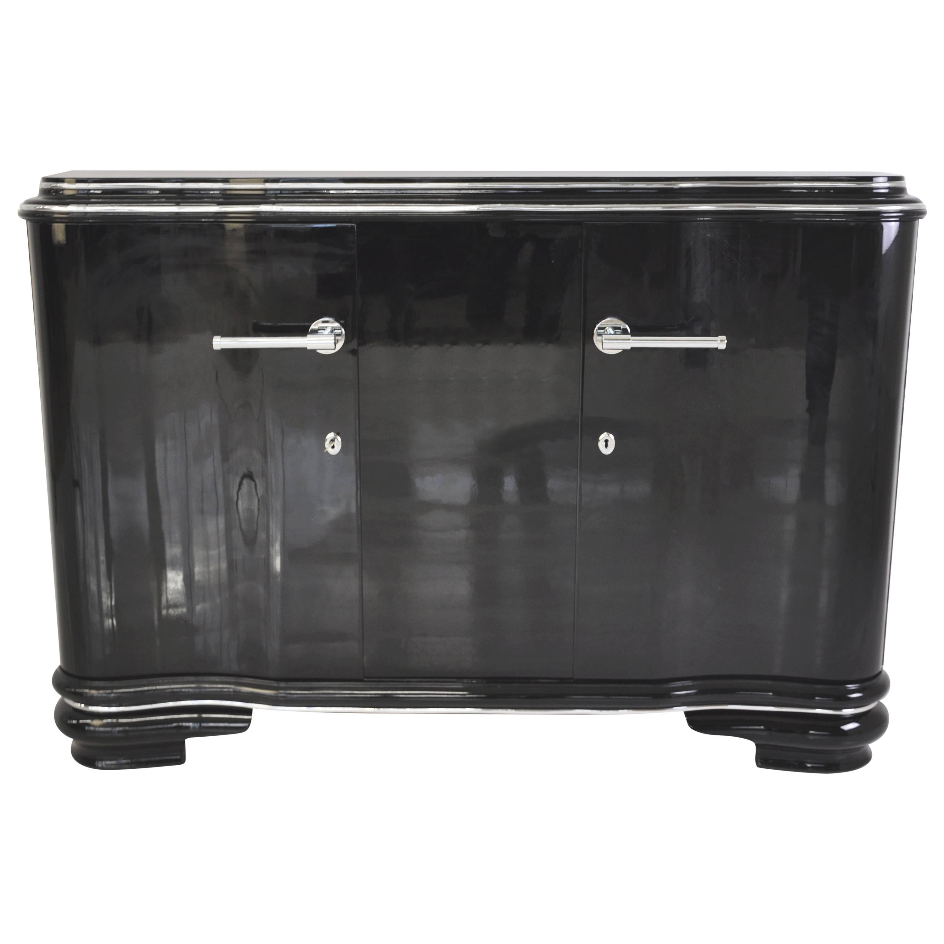 French Art Deco Sideboard with Serpentine Doors