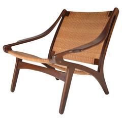 Early IB Kofod Larsen Walnut and Cane Easy Chair