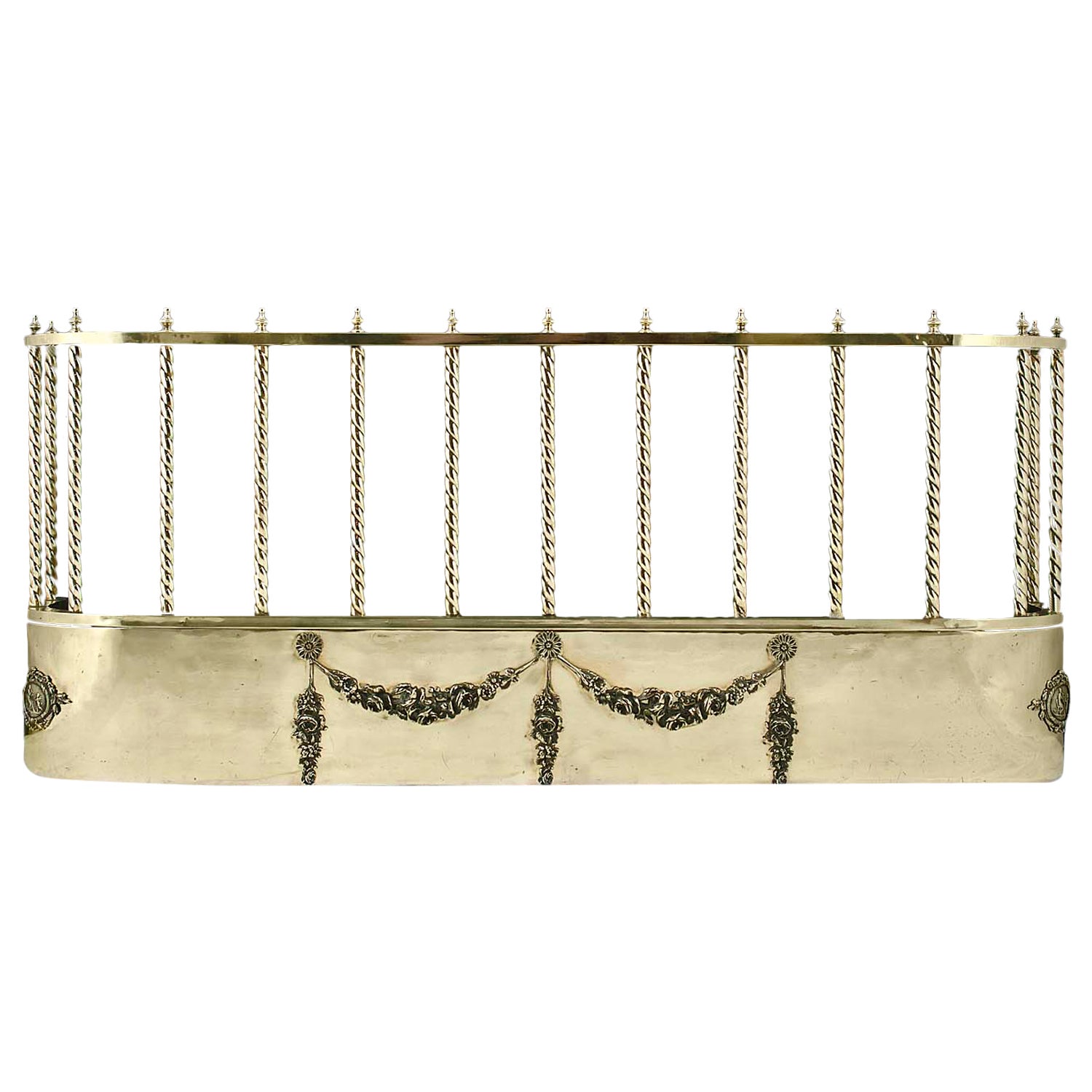 Gilt Brass And Bronze Antique Fireplace Fender Mounted With Mastiff Gilt Brass And Bronze Antique Fireplace Fender Mounted With Mastiff