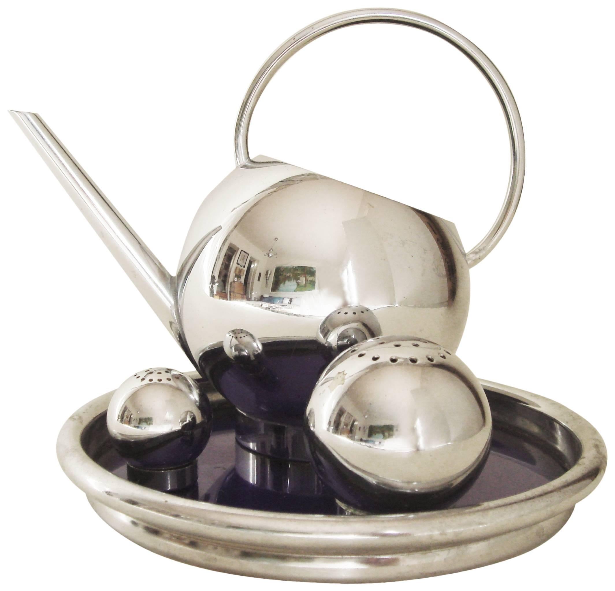 Art Deco Chrome Four-Piece Pancake and Corn Set by Russel Wright for Chase