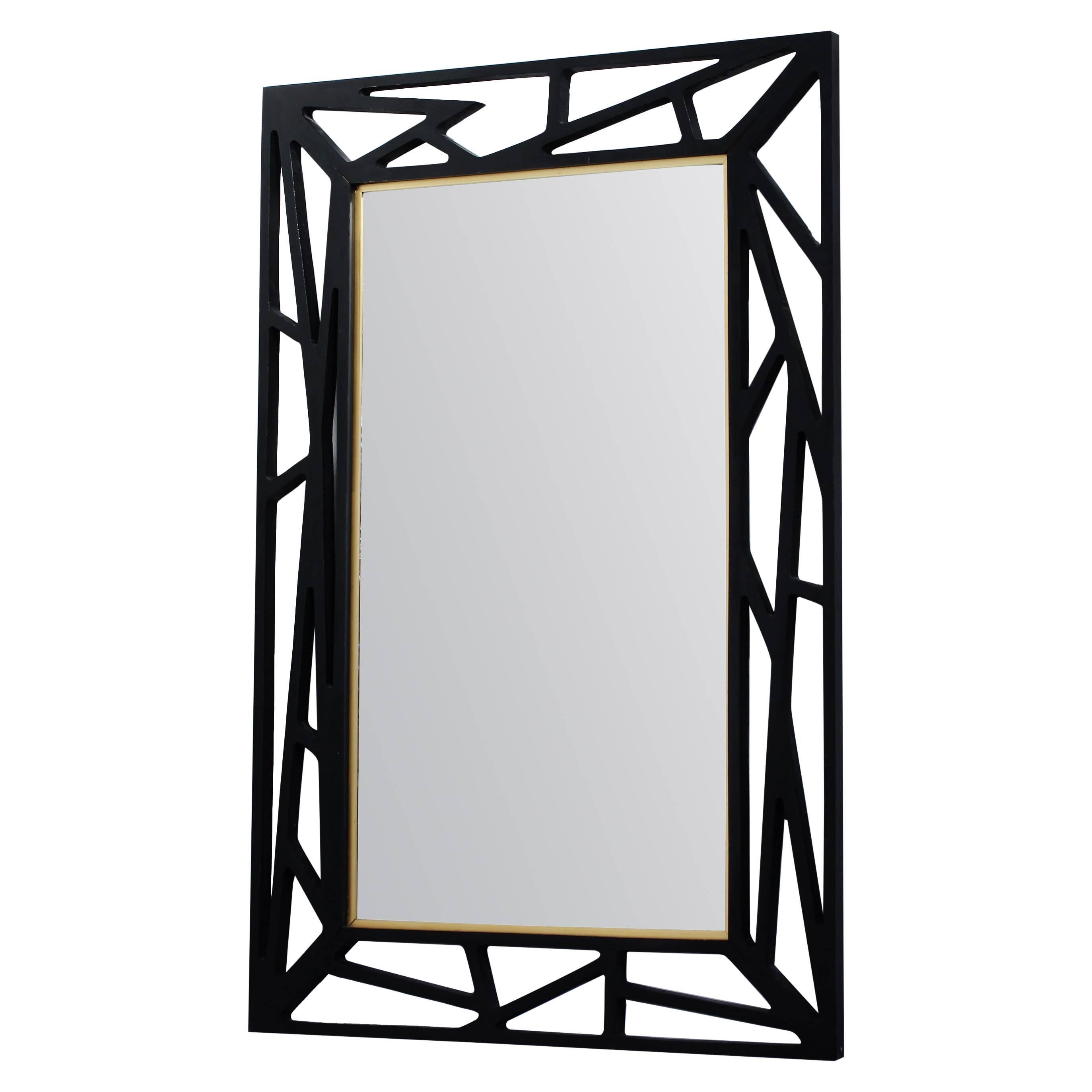 1940s Black Lacquer Mirror from Eden Spegel