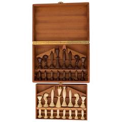 Vintage ANRI Italian "Space Age" Wood Chess Set