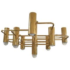 Vintage Sciolari, Brass Ceiling Lamp. Italy, 1960