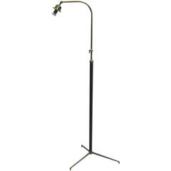 Large French Hand-Stitched Leather Floor Lamp by Jacques Adnet