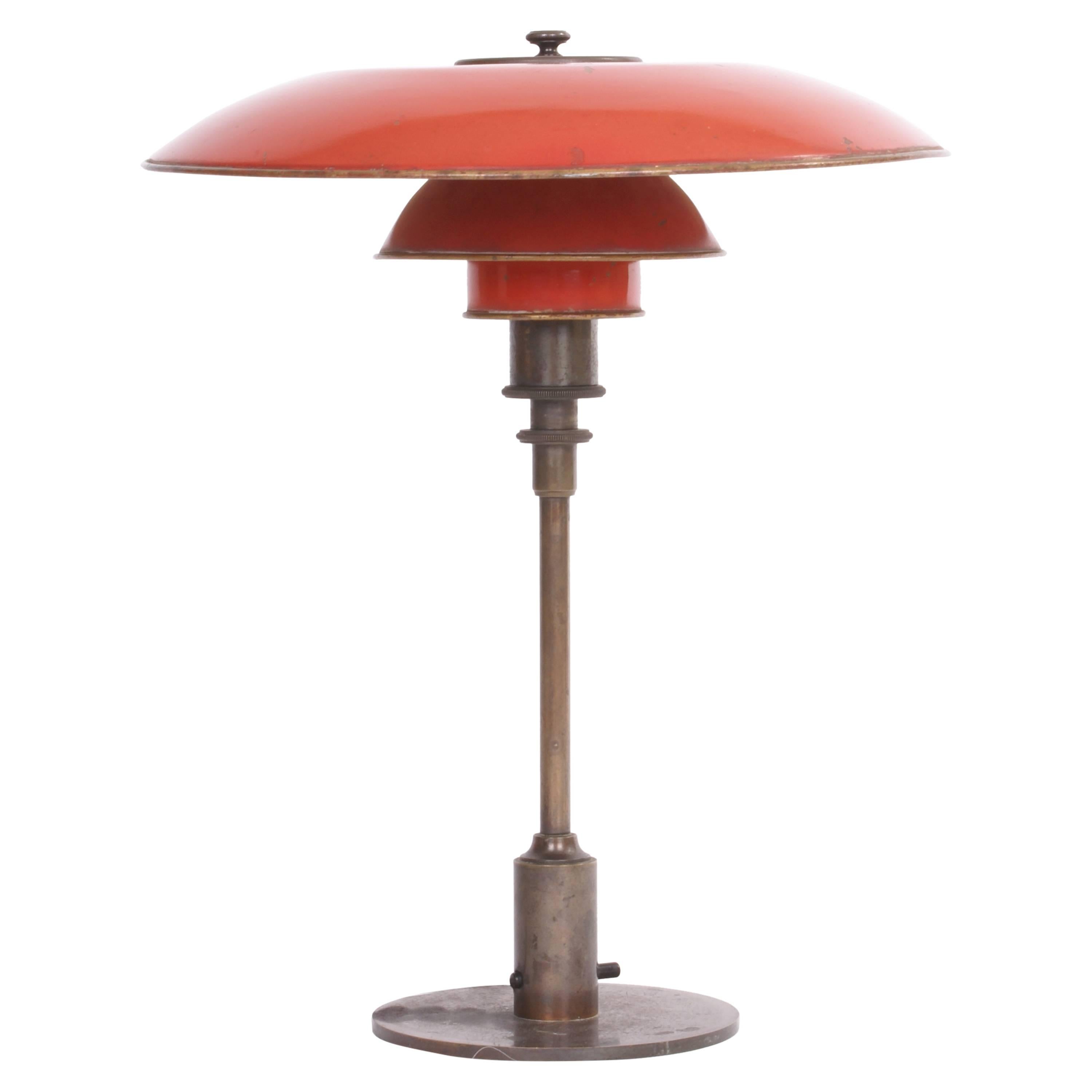 Poul Henningsen PH 3.5/2 Desk Lamp with Red Copper shades - dated 1926-28 For Sale