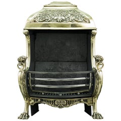 Grille de cheminée ancienne à capuche en laiton de style Renaissance du 19ème siècle
