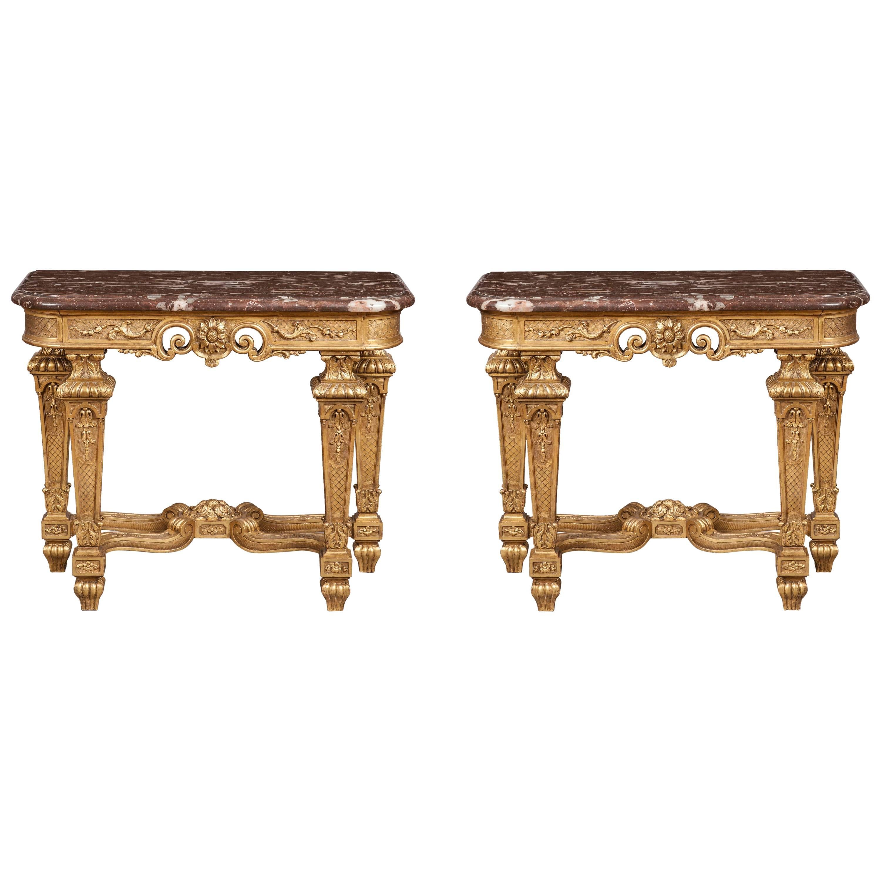 A Pair of Antique French Console Tables in the Régence Manner