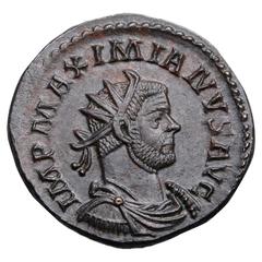 Antique Ancient Roman Coin of Emperor Maximianus, 305 AD