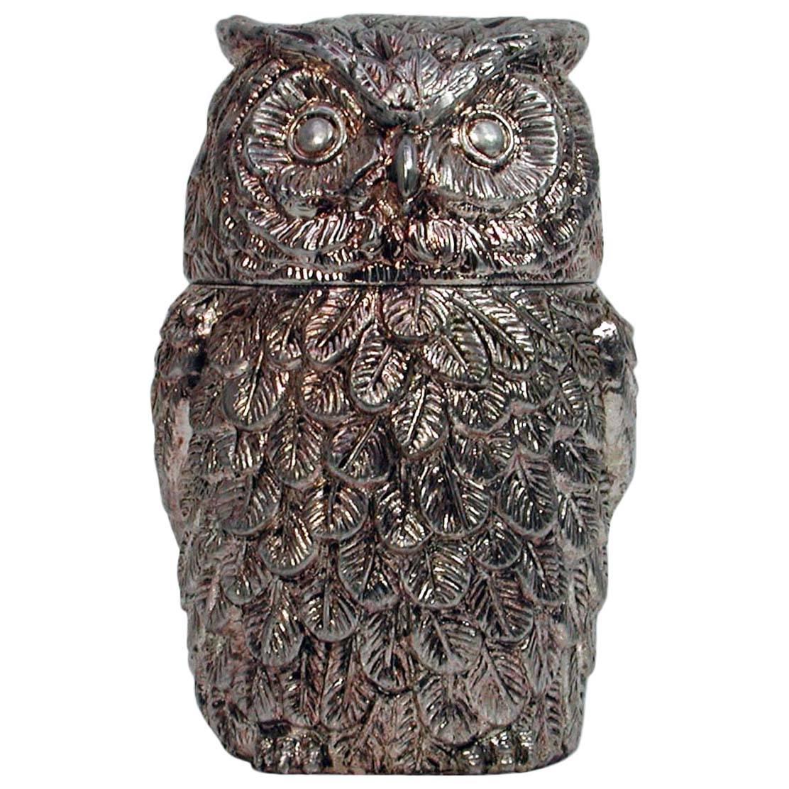Italian Mauro Manetti Silver Plated Owl Ice Bucket, 1960s