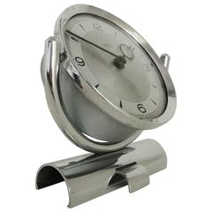 English Mid-Century Modern Chrome Mechanical 30-Hour Smiths Tilting Desk Clock 12