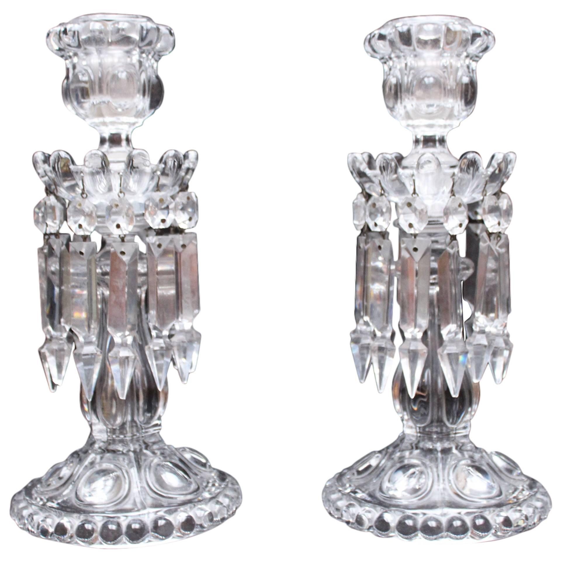 Pair of Baccarat Chandeliers or Candlesticks, 1950, France 