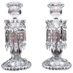Retro Pair of Baccarat Chandeliers or Candlesticks, 1950, France 