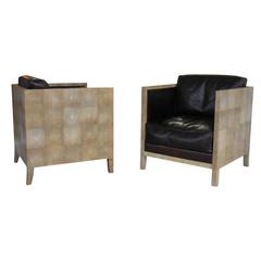 Pair of Jean-Michel Frank Style Shagreen Club Chairs