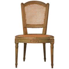 Antique French Louis XVI  Side Chair Retaining The original Green Paint 