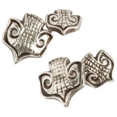 Line Vautrin, "Ecusson", silvered bronze cufflinks, France, c. 1947 10