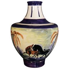 Large 'Jungle' Art Deco Vase Signed Primavera