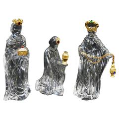 Gorham Crystal Nine-Piece Nativity Scene, Lead Crystal with Gold Accents