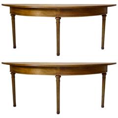 Unusual Pair of Very Elongated Demilune Console Tables, France, circa 1850s 4