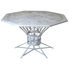 Engraved and Polychromed Octogonal Marble-Top Table, France, circa 1920s