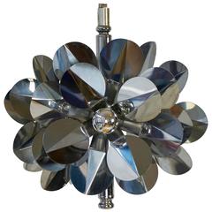 Rare Italian Chrome Flower Chandelier 11