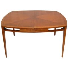 Midcentury Inlaid Walnut Table with Open Apron by Baker Furniture