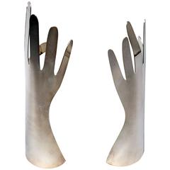 Two Silvered Metal Hands by Gio Ponti for L. Sabattini, 1978, Italy 7