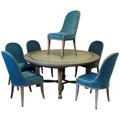 Antique Wonderful French Art Deco Dining Table and Six Chairs from a Parisian Bordello