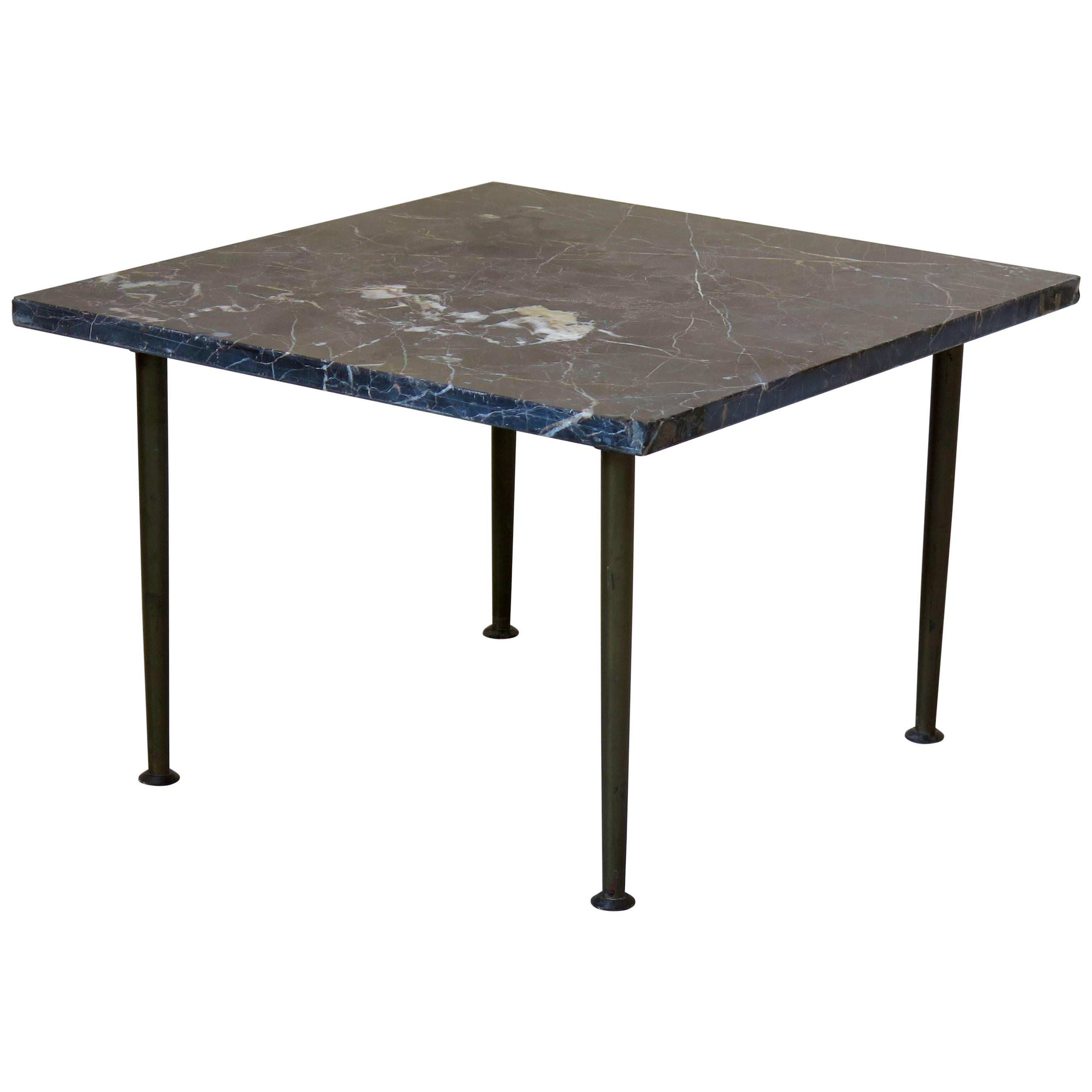 Small Square Bronze and Black Marble Coffee Table, France, circa 1950s