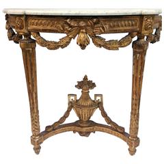 Louis XVI Period Carved Giltwood Console Table, 18th Century