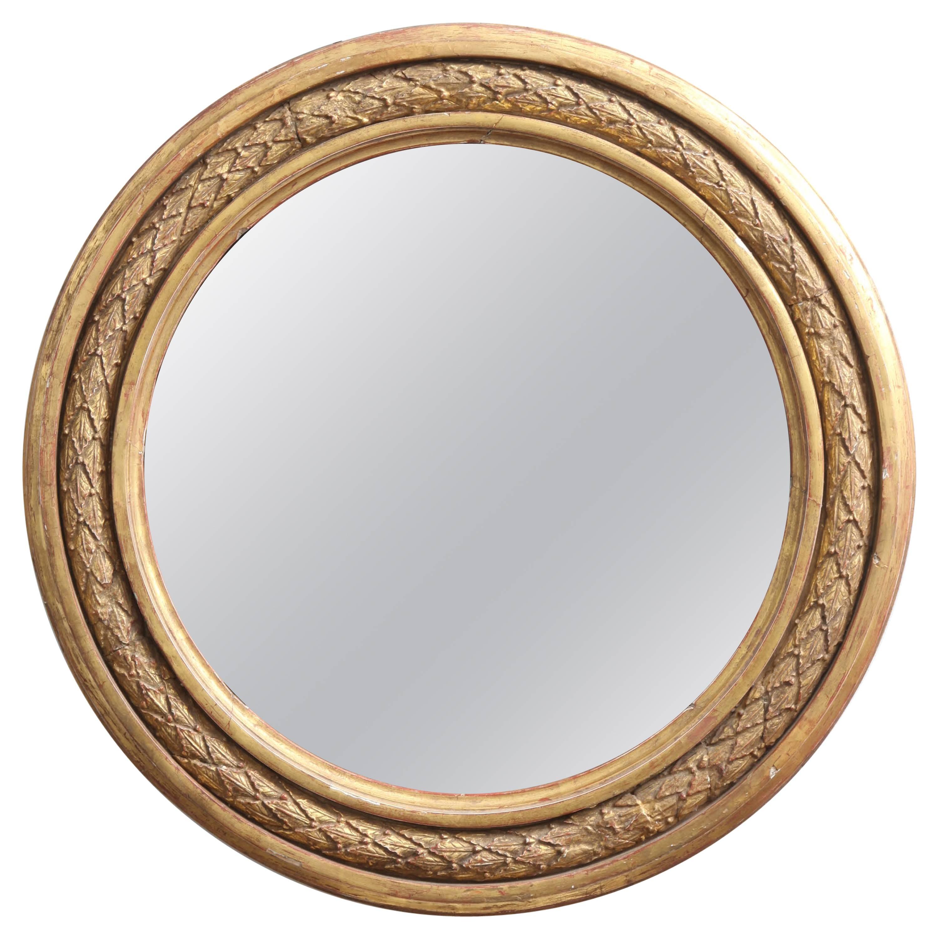 English Regency Giltwood Convex Mirror