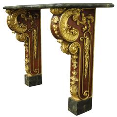 Retro French Rococo Style Mahogany, Giltwood and Tessellated Stone Console Table