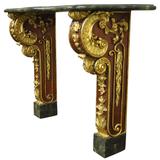 French Rococo Style Mahogany, Giltwood and Tessellated Stone Console Table