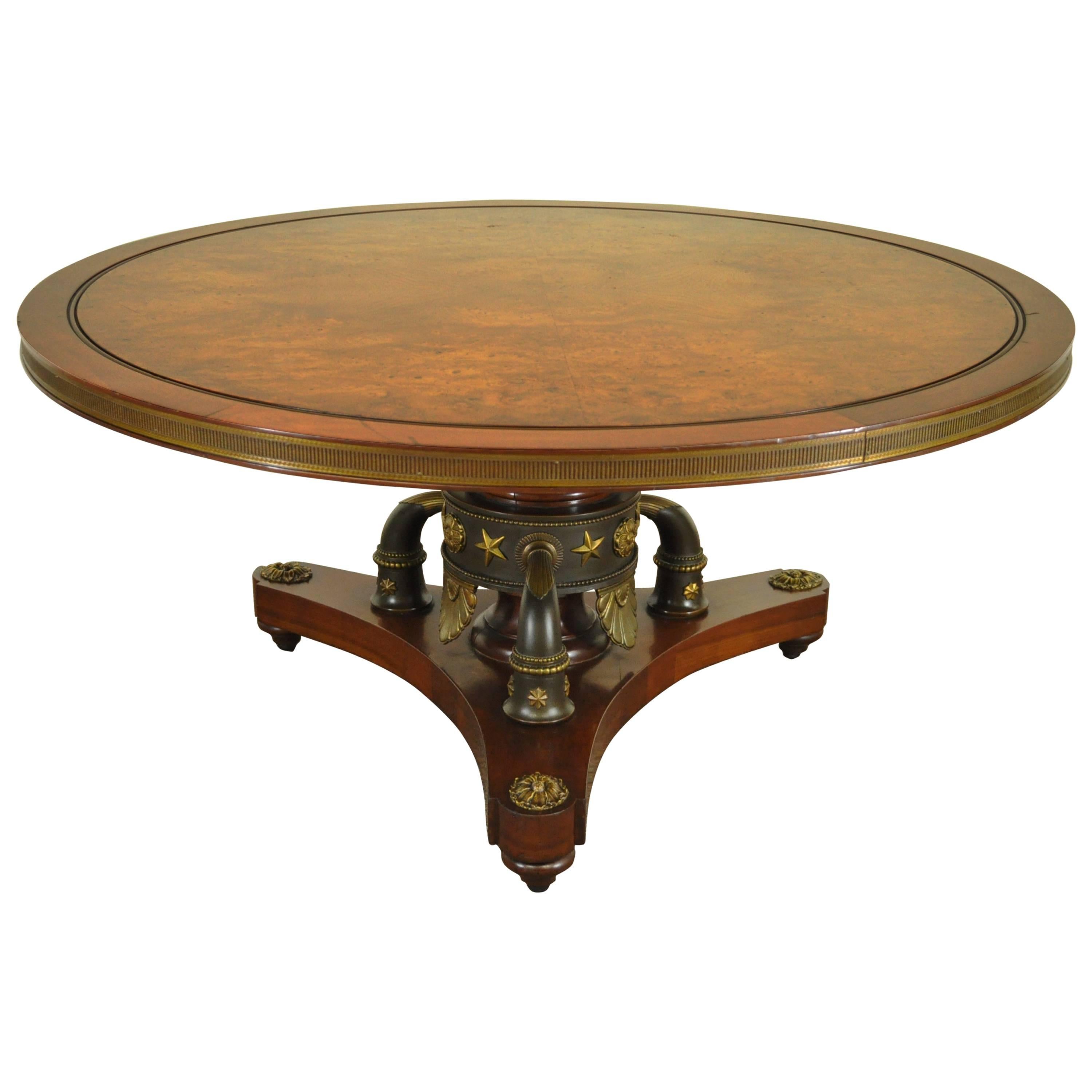 Custom French Neoclassical or Empire Style Cherry & Burl Wood Coffee Table For Sale