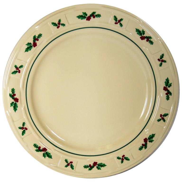 LongAberger Company Holly Pattern Dinner Plate Made in USA at 1stDibs