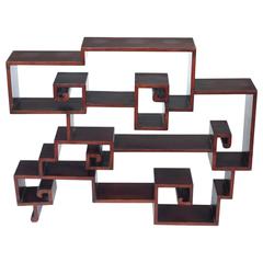 19th Century Chinese Hongmu "Key-Fret" Curio Display Shelf