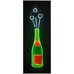 Neon Champagne Bottle with Clear Acrylic Front and Vinyl Detail