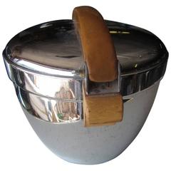 Vintage Manning Bowman Art Deco Wood Chrome Ice Bucket
