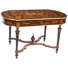 Antique French Marquetry Bureau Plat Writing Table, circa 1860