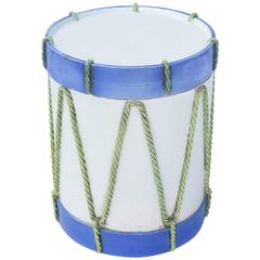 Retro Glazed Terracotta Drum-Form Garden Stool