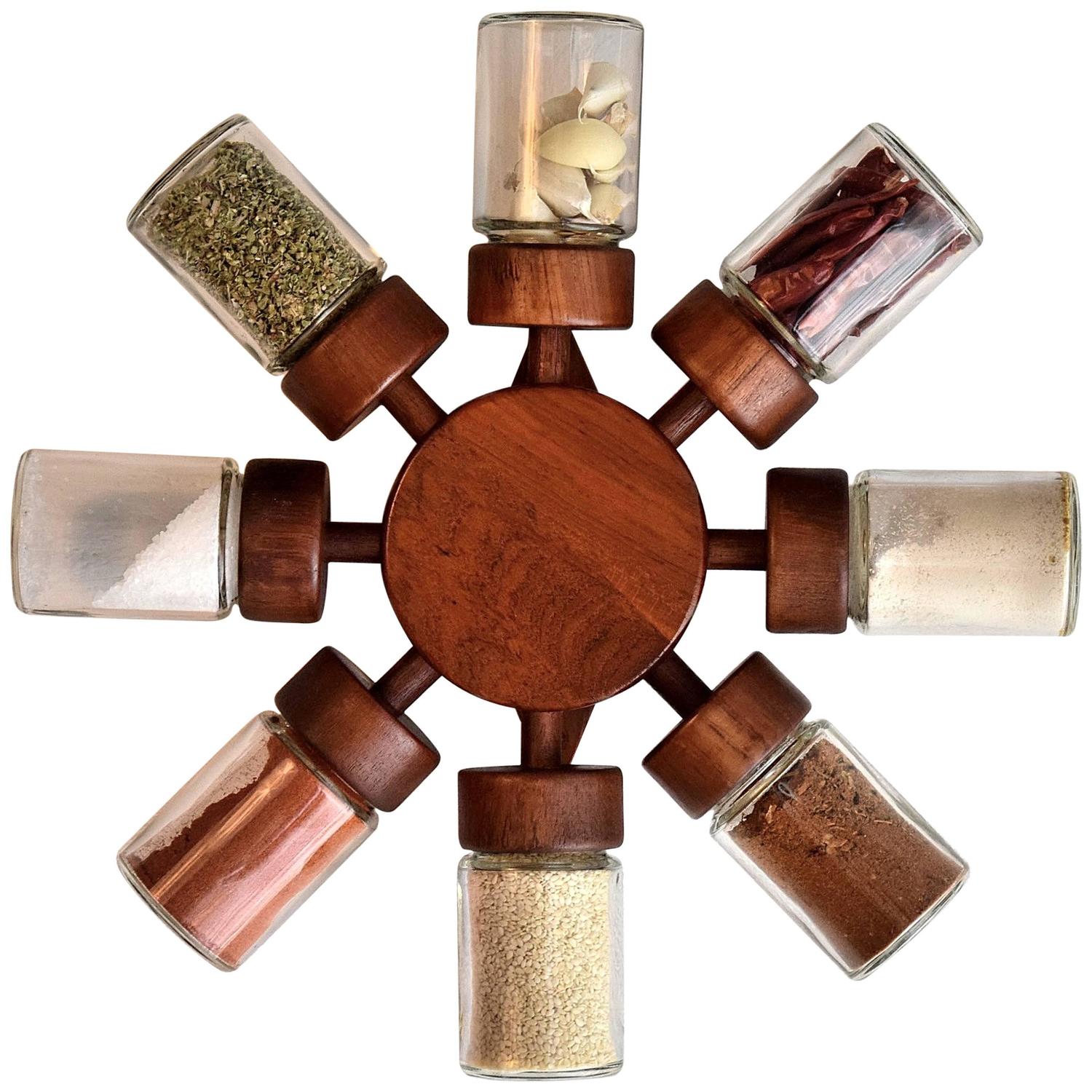1960's Teak Spice Rack / Wheel. For Sale at 1stdibs