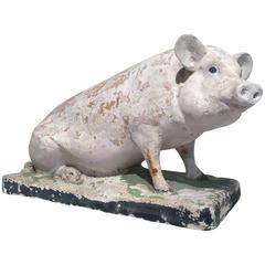 19th Century Terracotta Pig Sculpture from Southern France with Original Finish