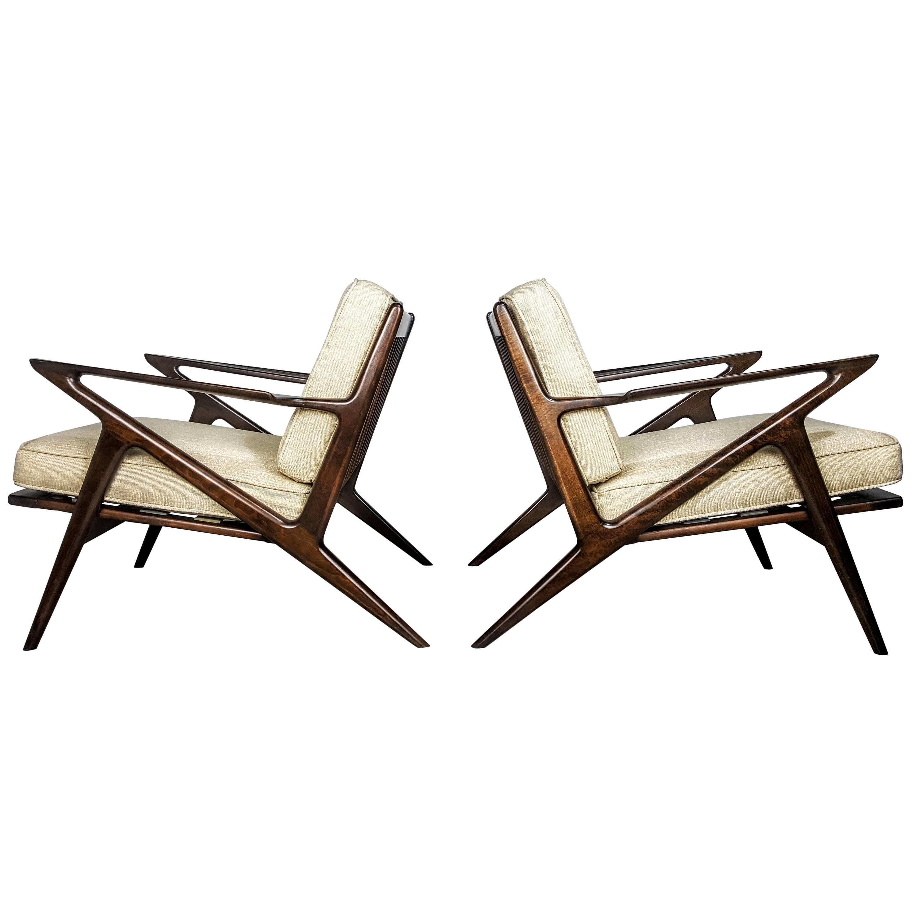 Pair of Sculptural Lounge Chairs by Poul Jensen for Selig, Denmark 1950s