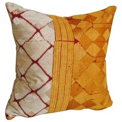 Silk Embroidered Antique Phulkari Bagh Pillow, Punjab, India