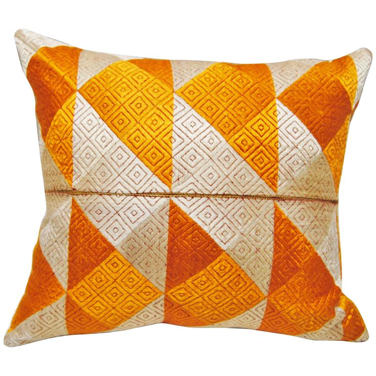 Phulkari Bagh Silk Embroidered Wedding Shawl Pillow, Punjab, India For ...