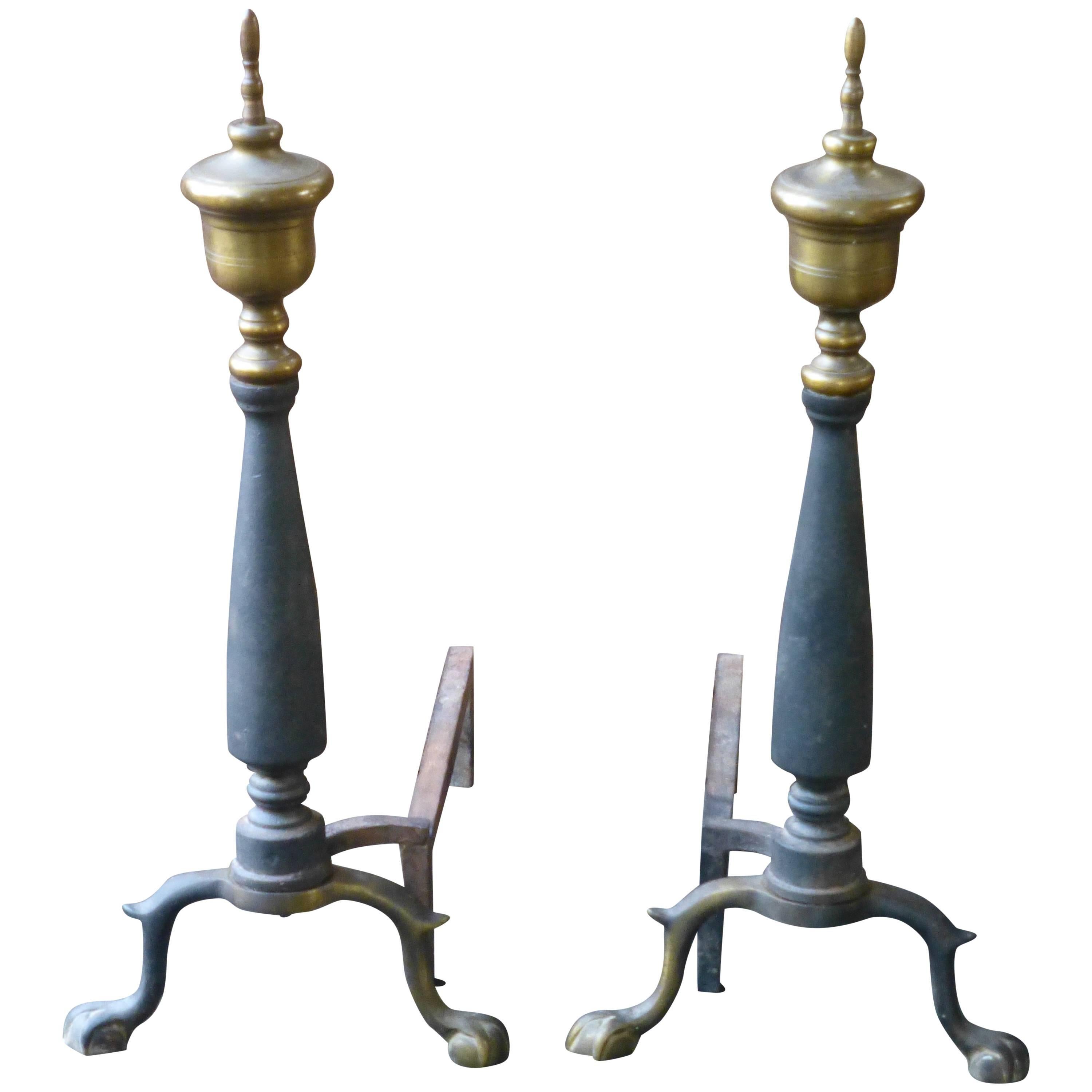 20th Century Federal Style Andirons, Firedogs