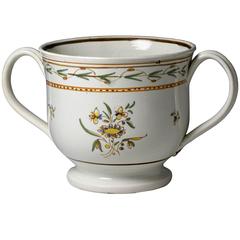 Antique English Pottery Prattware Loving Cup, circa 1800