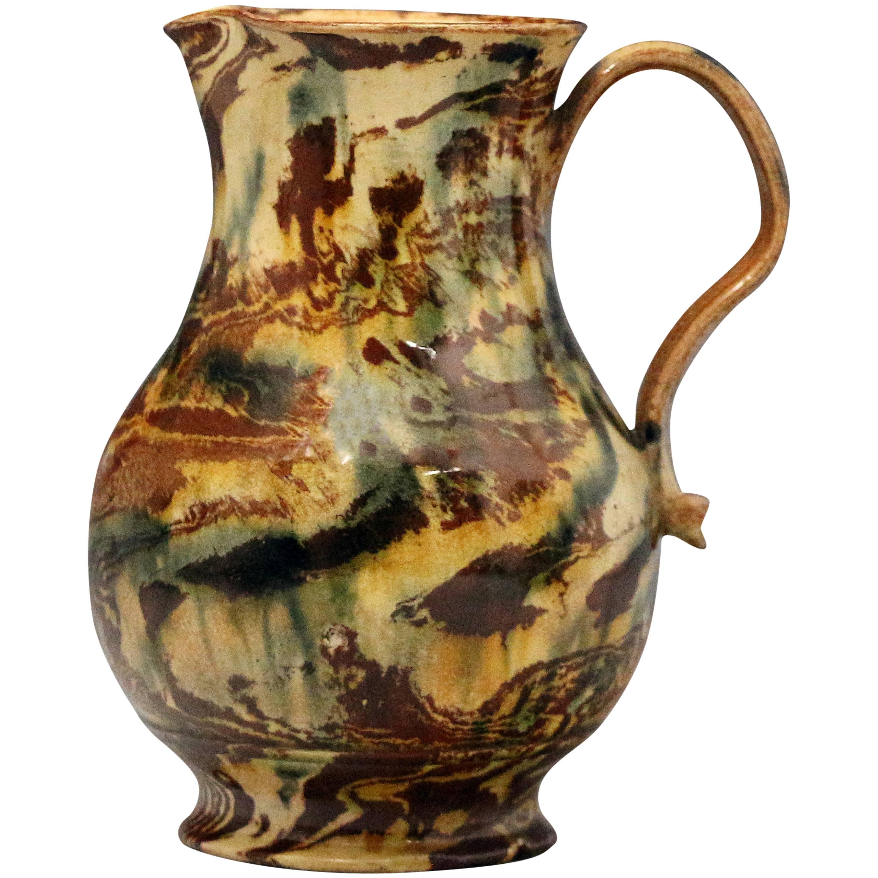 Staffordshire Pottery Agateware Jug, Mid-18th Century, England