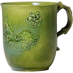 Coffee Cup, Staffordshire Green Glazed Creamware Made in Mid-18th Century