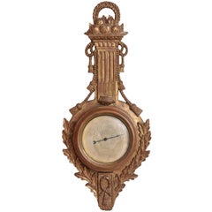 Rope and Swag Gilded Carved Wood Palladio Barometer